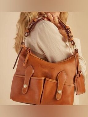 Vintage Dooney & Burke Florentine Vacchetta Full Grain Leather Shoulder Bag